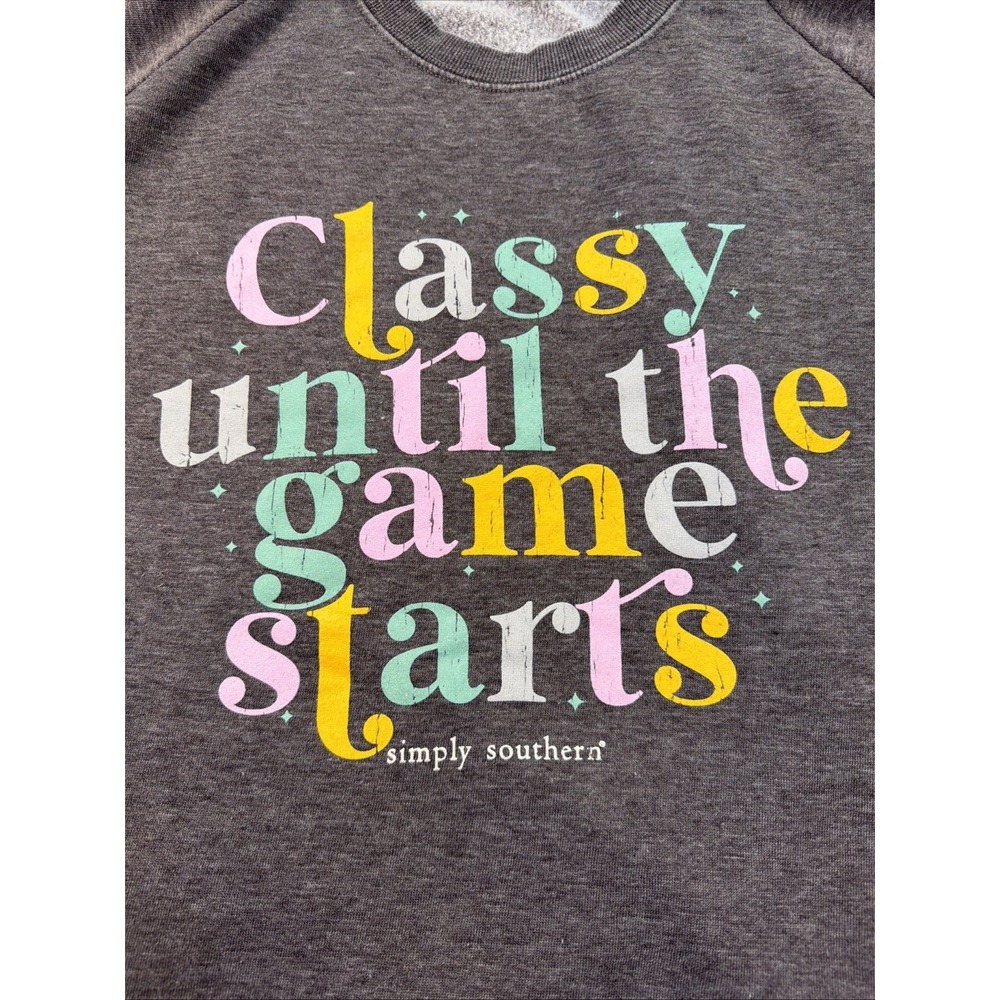 Simply‎ Southern Sweatshirt Classy Until Game Starts Gray Womens XXL Pullover